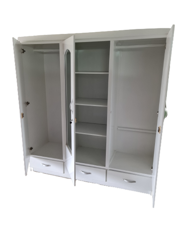 3 Door Wardrobe Solid Wood MDF-Plated – Elegant Storage Solution for Your Bedroom